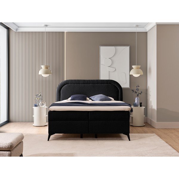 Černá boxspring postel s úložným prostorem 140x200 cm Ornes – Ropez-image-1