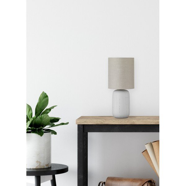 Šedá stolní lampa z keramiky a tkaniny Reality Clay, výška 35 cm-image-1
