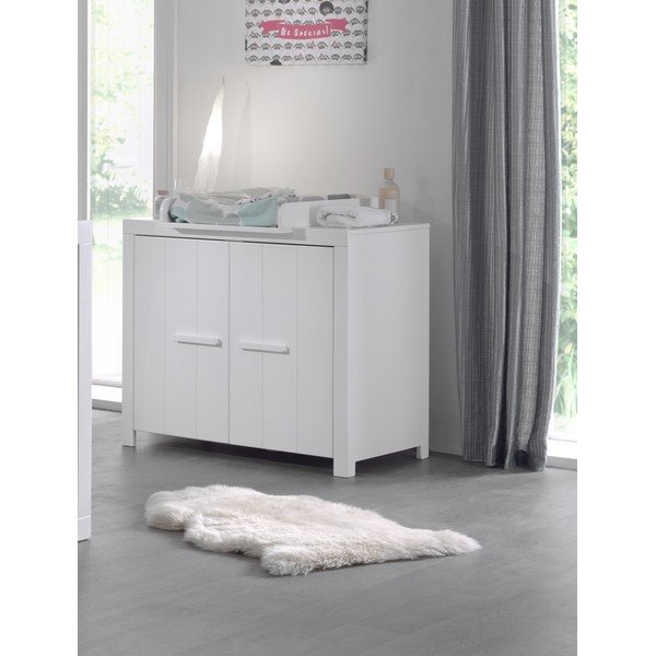 Bílá nízká dětská komoda z borovicového dřeva s přebalovacím pultem 100x96 cm ERIK – Vipack-image-1