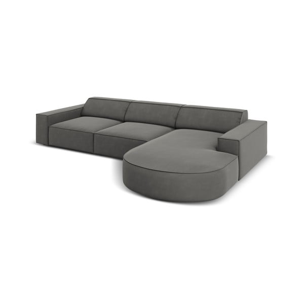 Šedá sametová rohová pohovka (pravý roh) Jodie - Micadoni Home-image-4