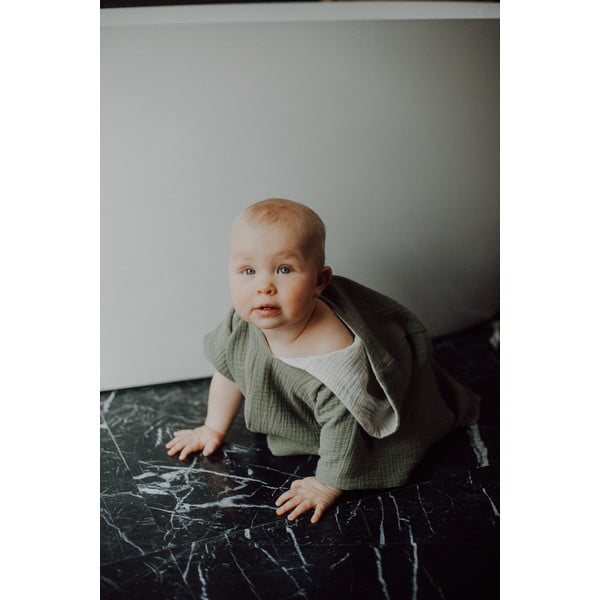 Khaki mušelínové dětské pončo velikost M – Malomi Kids-image-2