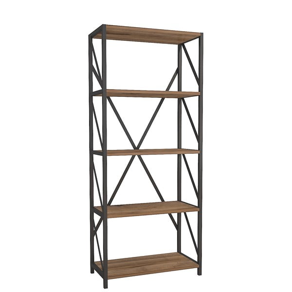 Černo-hnědý regál v dekoru borovice 64x150 cm Eser – Gauge Concept