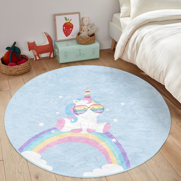Světle modrý dětský koberec ø 80 cm Comfort – Mila Home-image-4