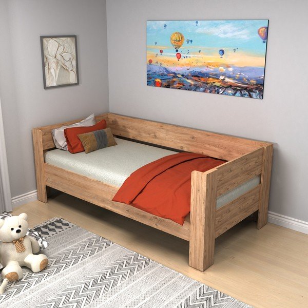 Jednolůžková postel v přírodní barvě 90x190 cm Malina – Kalune Design-image-3
