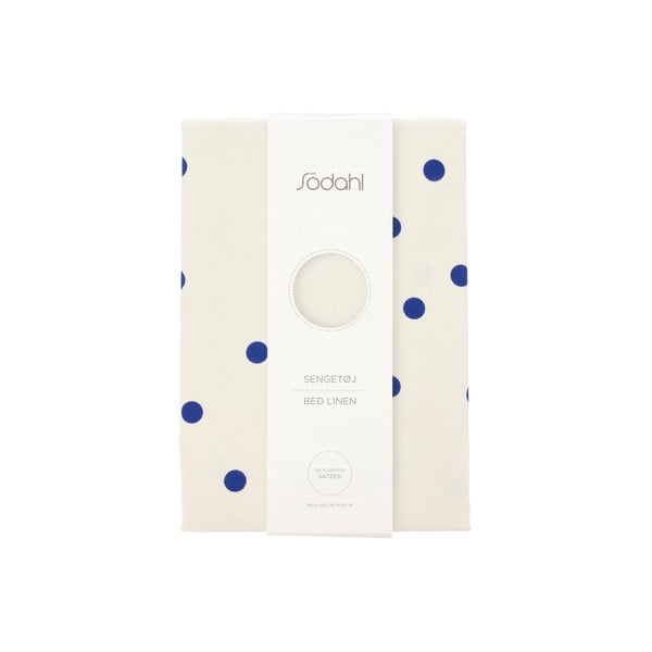 Modré/krémové povlečení na jednolůžko z bavlněného saténu 140x200 cm Solaris – Södahl-image-4