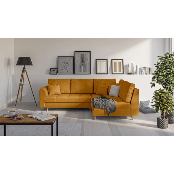 Rohová pohovka (pravý roh) v hořčicové barvě Ariella – Ropez-image-2