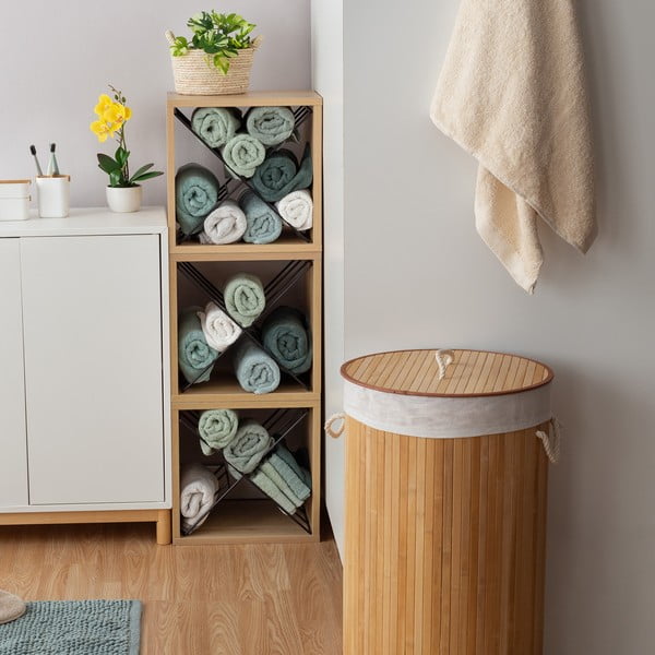 Kulatý bambusový koš na prádlo Compactor Round-image-3