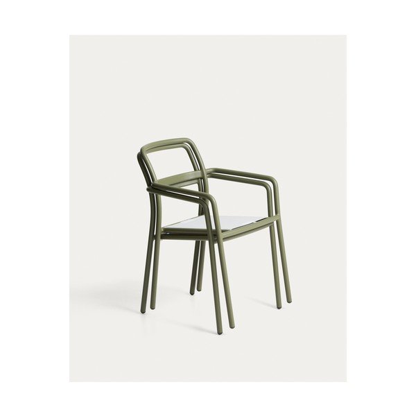 Zelená polstrovaná zahradní židle Linosa – Kave Home-image-3