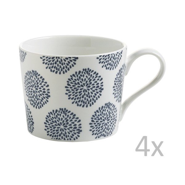 Sada 4 hrníčků Maxwell & Williams Indigo Flower