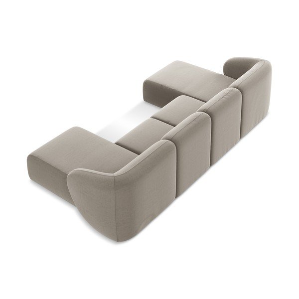 Světle hnědá sametová rohová pohovka (do "U") Lani – Makamii-image-3