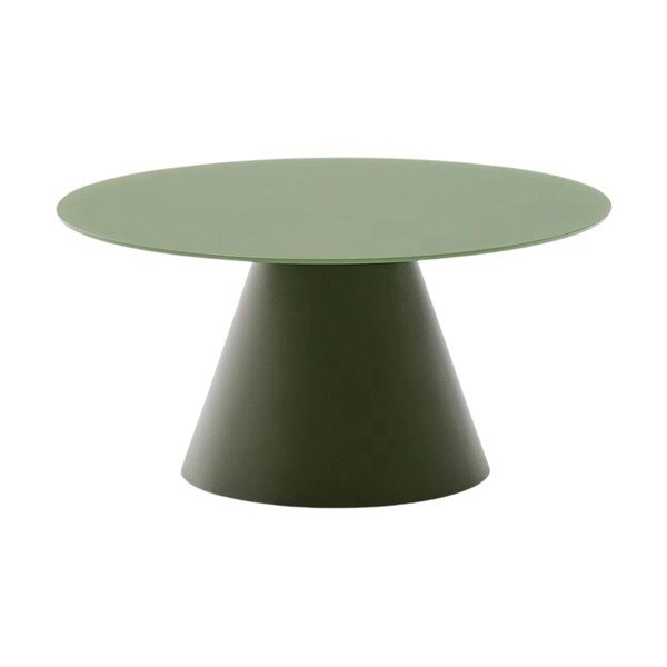 Zelený kulatý konferenční stolek se skleněnou deskou ø 80 cm Wilshire – Kave Home