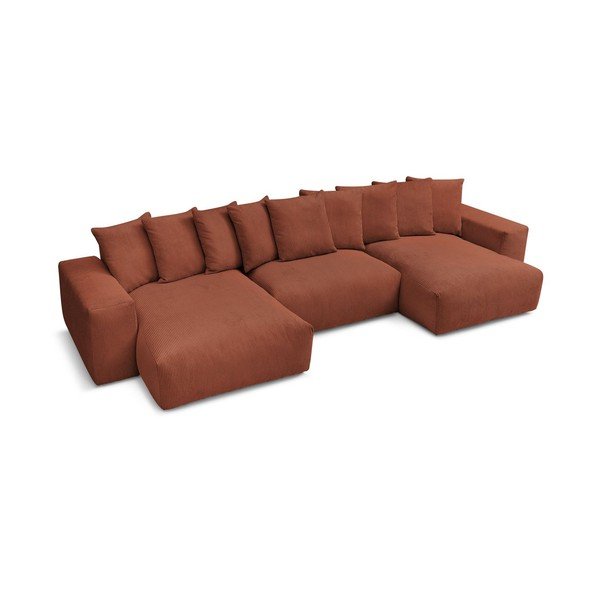 Manšestrová rohová pohovka v cihlové barvě Voltaire – Bobochic Paris-image-4