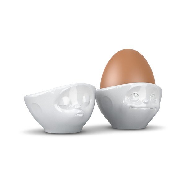 Sada 2 bílých porcelánových zamilovaných kalíšků na vajíčka 58products, objem 100 ml-image-1