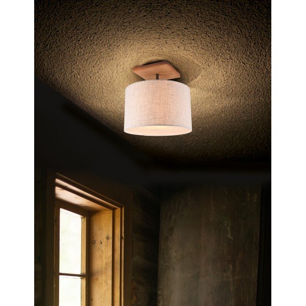 Světle šedé stropní svítidlo s textilním stínidlem Elmau – Trio-image-1