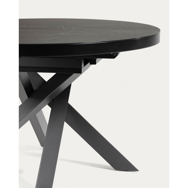 Černý kulatý rozkládací jídelní stůl s keramickou deskou ø 160 cm Vashti – Kave Home-image-4
