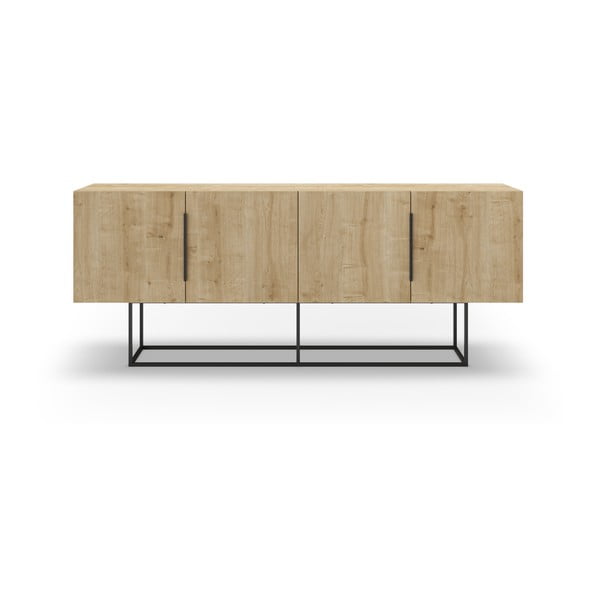 Nízká komoda v dekoru dubu v přírodní barvě 200x80 cm Titan – Marckeric