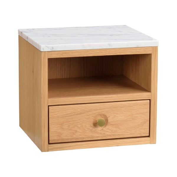 Noční stolek s deskou v dekoru mramoru v přírodní barvě Whitmore – Rowico-image-2