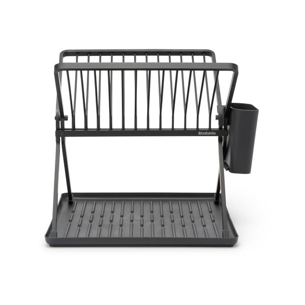 Tmavě šedý kovový dvoupatrový odkapávač 37x33 cm – Brabantia
