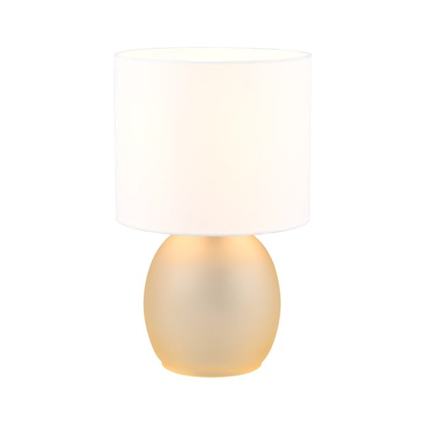 Stolní lampa v bílé a zlaté barvě s textilním stínidlem (výška 29 cm) Vela – Trio-image-2