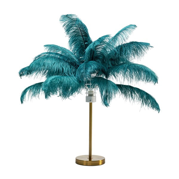 Stolní lampa v petrolejové barvě se stínidlem z peří (výška 60 cm) Feather Palm – Kare Design