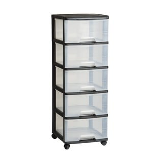 Černo-průhledný plastový pojízdný regál 37x100 cm – Curver