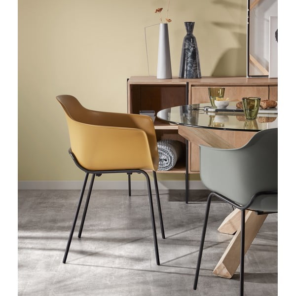 Dubový jídelní stůl se skleněnou deskou Kave Home Nori, ø 120 cm-image-4