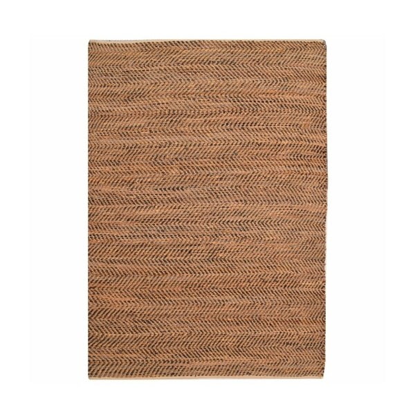 Hnědý jutový koberec s hovězí kůží The Rug Republic Stables, 230 x 160 cm