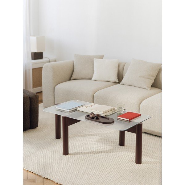 Vínový konferenční stolek se skleněnou deskou 55x105 cm Kob – noo.ma-image-1