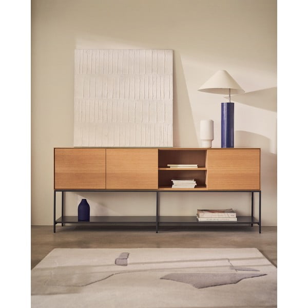 Nízká komoda v dekoru dubu v přírodní barvě 195x80 cm Vedrana – Kave Home-image-1