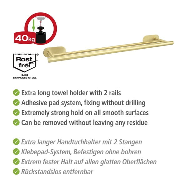 Samodržící držák na ručníky z nerezové oceli Orea Gold – Wenko-image-4