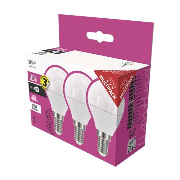 Neutrální LED žárovky v sadě 3 ks E14, 5 W, 230 V - EMOS-image-1