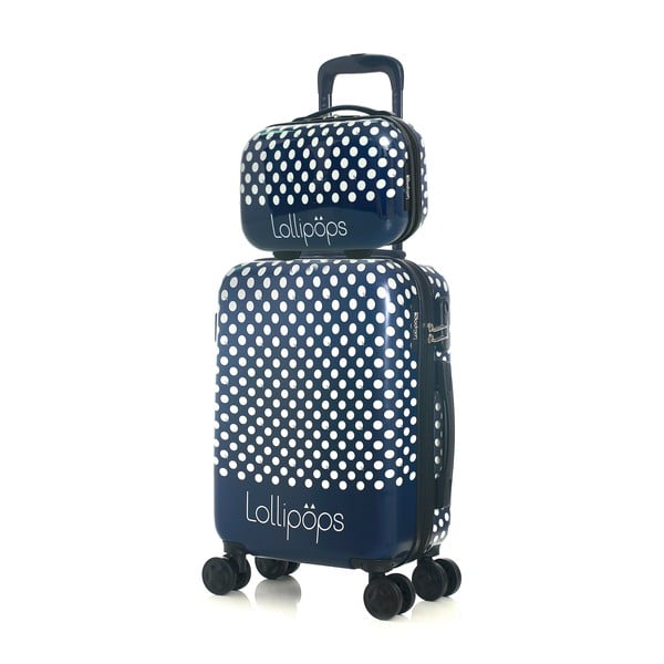 Set modrého zavazadla na 4 kolečkách a kufříku Lollipops Penny-image-4