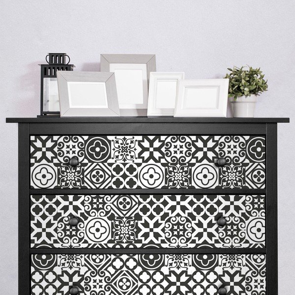 Sada 30 samolepek na nábytek Ambiance Cement Tile Furniture Franco, 15 x 15 cm
