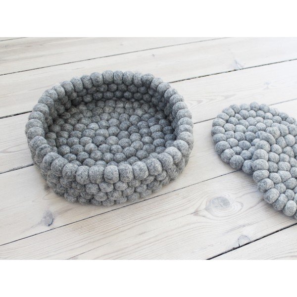 Ocelově šedý kuličkový vlněný úložný košík Wooldot Ball Basket, ⌀ 28 cm-image-2