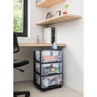 Černo-průhledný plastový pojízdný regál 37x100 cm – Curver