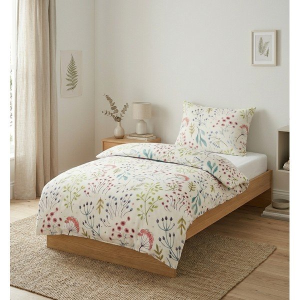 Bílé povlečení na jednolůžko z bavlněného saténu 140x200 cm Jasmine – My House-image-1