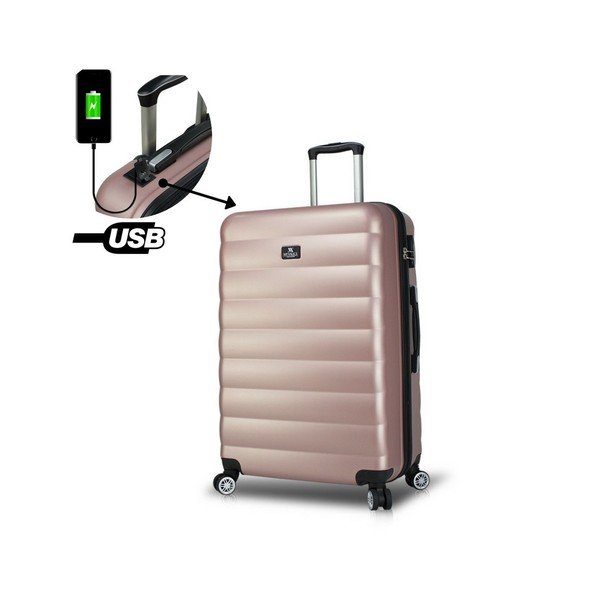 Růžový cestovní kufr na kolečkách s USB portem My Valice COLORS RESSNO Pilot Suitcase-image-3