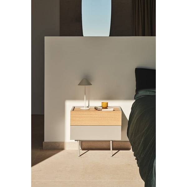 Noční stolek v dekoru dubu v béžovo-přírodní barvě Otto – Teulat-image-1