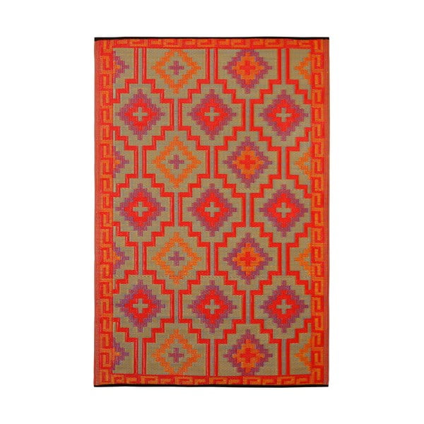Oranžovo-fialový oboustranný venkovní koberec z recyklovaného plastu Fab Hab Lhasa Orange & Violet, 120 x 180 cm