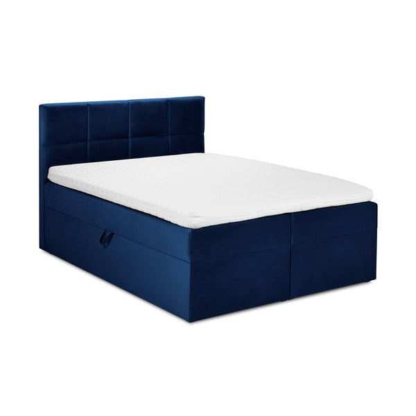 Modrá sametová dvoulůžková postel Mazzini Beds Mimicry, 160 x 200 cm