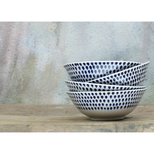 Bílo-modrá kameninová mísa Nkuku Indigo Drop, ø 17 cm-image-1