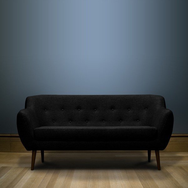 Černá trojmístná pohovka s hnědými nohami Mazzini Sofas Piemont