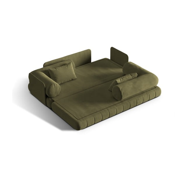 Zelená sametová rozkládací pohovka 206 cm Kemi – Cosmopolitan Design-image-1