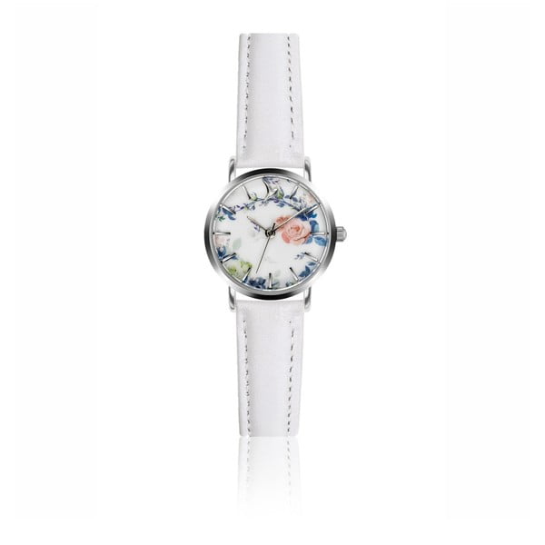 Dámské hodinky s bílým páskem z pravé kůže v bílé barvě Emily Westwood Rosa