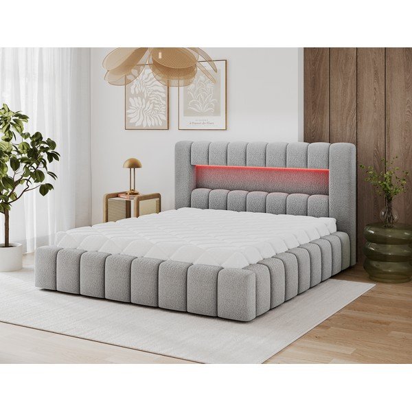 Šedá čalouněná dvoulůžková postel s úložným prostorem s roštem 140x200 cm Lamica – ELTAP-image-3
