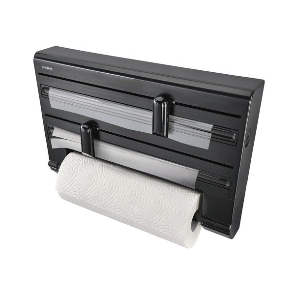 Černý nástěnný plastový držák na fólie a papírové utěrky Parat – LEIFHEIT