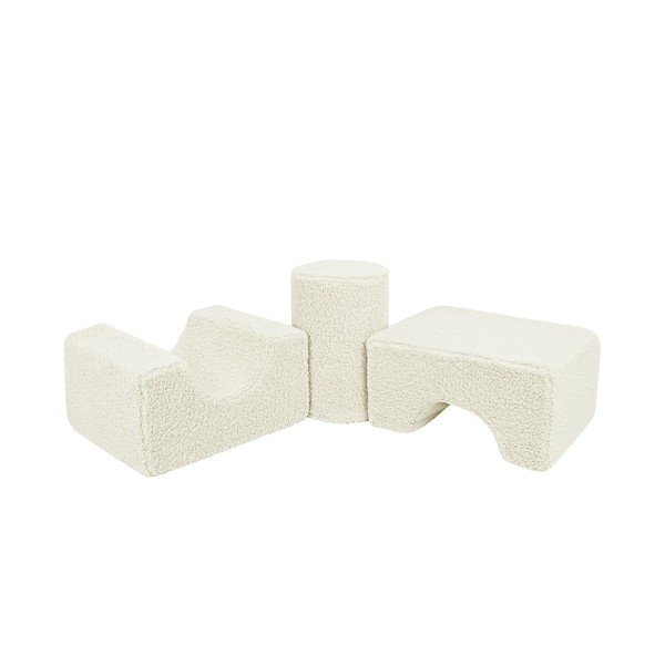 Bílé pěnové hřiště 3 ks z materiálu bouclé výška 30 cm 83x45 cm – Meowbaby-image-3