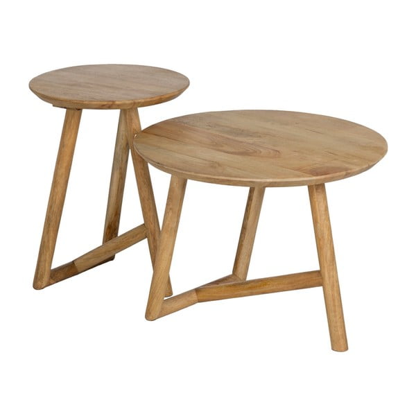 Kulatý konferenční stolek z mangového dřeva v přírodní barvě ø 60 cm Mao – Ixia-image-2