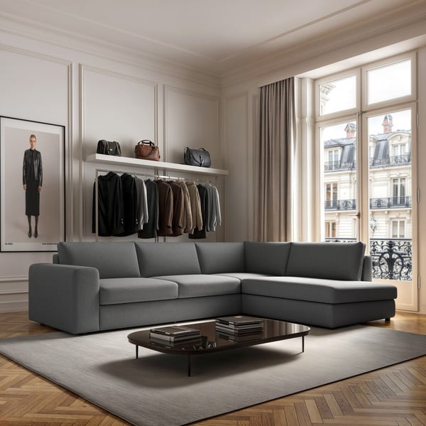 Šedá rohová pohovka (pravý roh/do L) Baga – Rodier-image-1