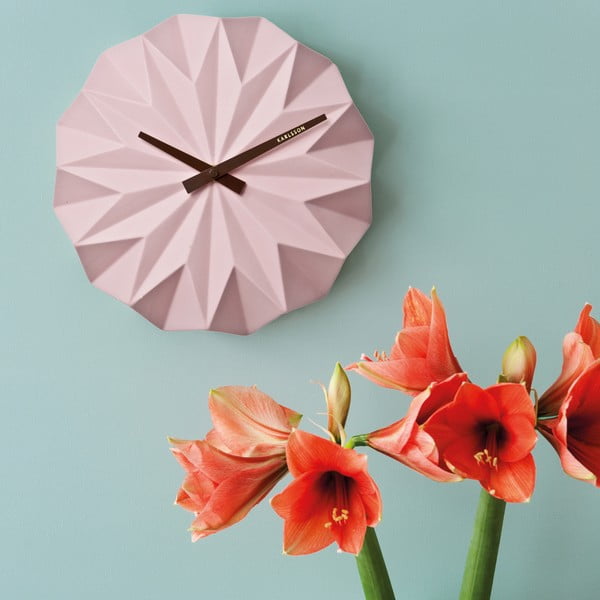 Růžové nástěnné hodiny Karlsson Origami-image-1